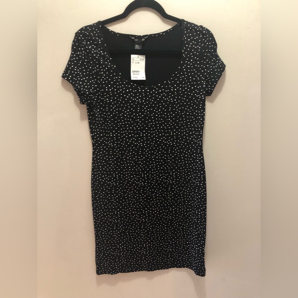 H&M NWT Basic Fitted Black Spotted Dress